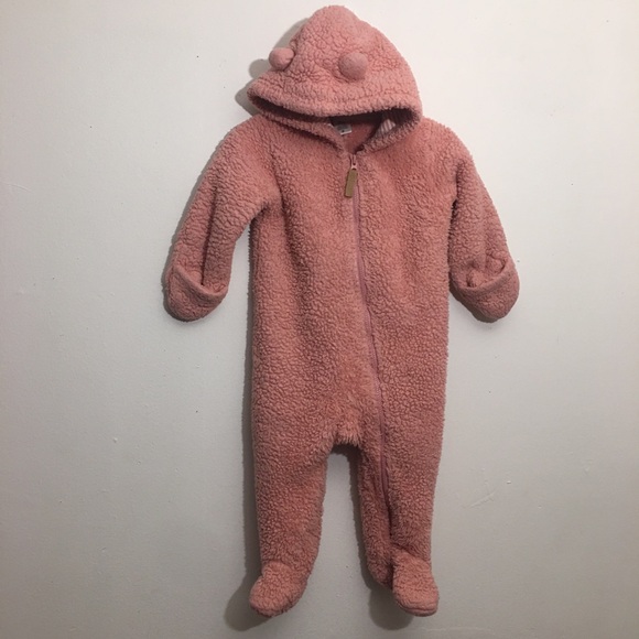 Carter's Pink Hooded Sherpa Pram Size 9 Months - Picture 1 of 10